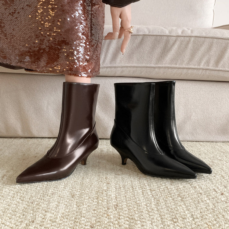 Karin Luna In Stock  Spot Goods Elegant kitten heel pointed toe trendy ankle boots
