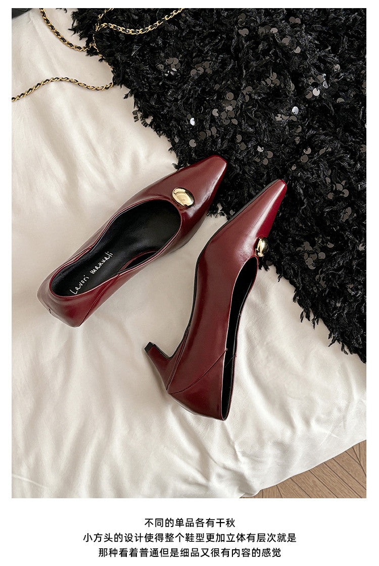Karin Luna In Stock In Stock ~Basic Versatile French Style Small Square Toe Shallow Mouth Single Shoes