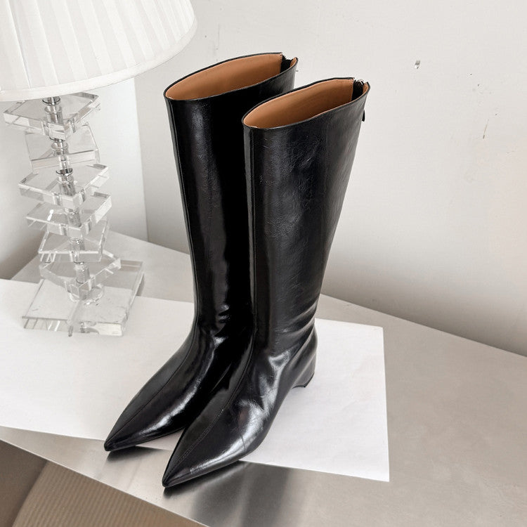 Karin Luna Elegant Style Pointed Toe Internal Height Increase Long Boots