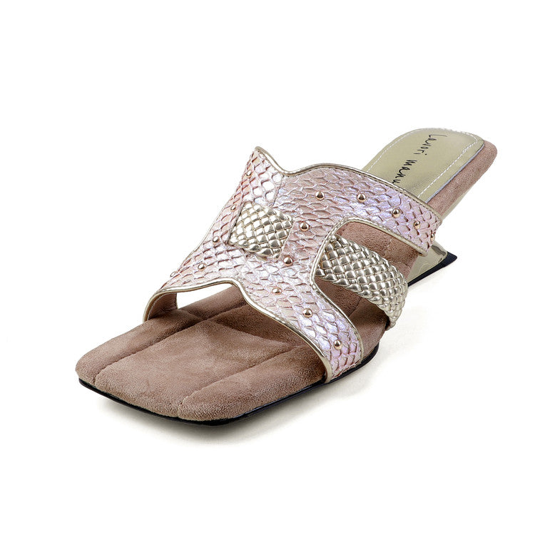 Karin Luna Fish Skin Series~ Hot-selling Square-Toe Slippers with Built-in Traffic