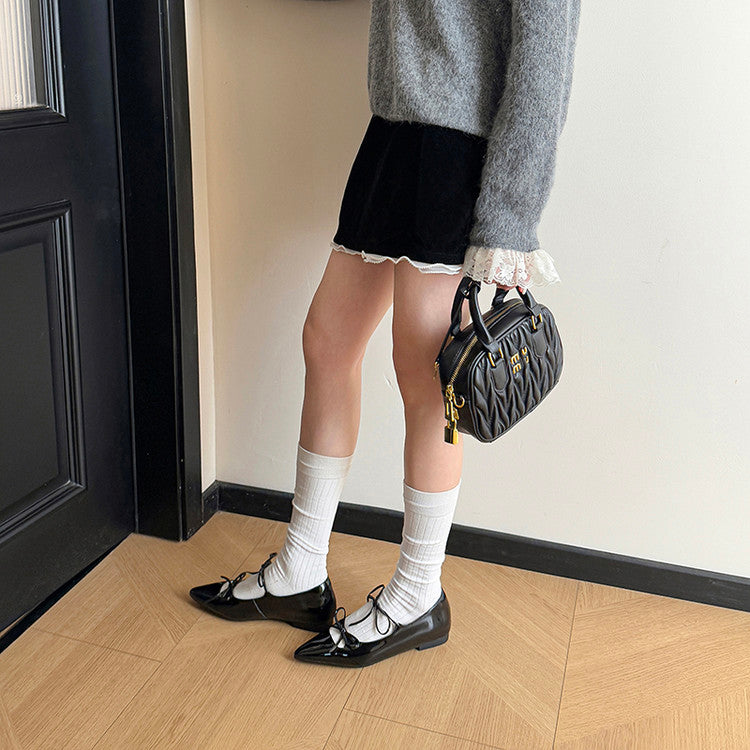 Karin Luna In Stock Spot Goods  Hot-selling Element Bowknot Square Toe Pointed Toe Single Shoes