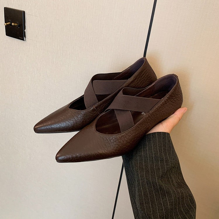 Karin Luna In Stock  Spot Goods  a Large Number of Spot Goods Pointed Toe Cross Strap Hidden Wedge Shoes