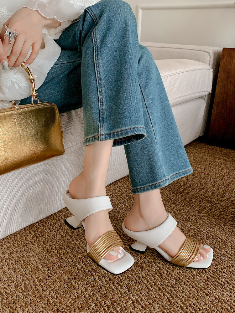 Karin Luna In Stock In Stock Minimalist Style Square-Toed Elegant Slippers