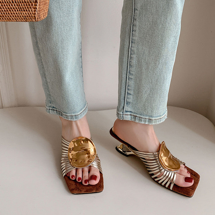 Karin Luna Bestseller Popular New Image  Comes with data plan included Resort Style Irregular Heel Thin Strap Slippers