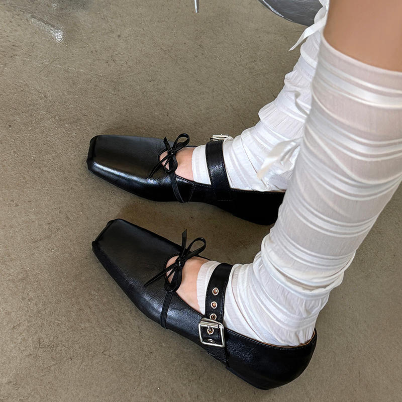 Karin Luna In Stock Spot Goods  Square Toe Internal Height Increase Detachable Bowknot