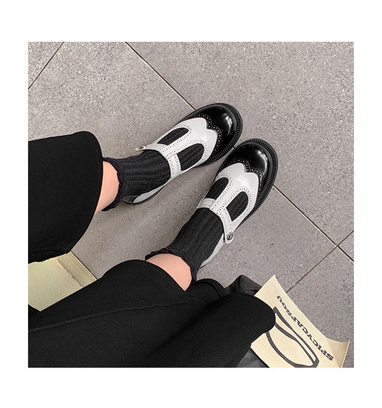 Karin Luna In Stock Spot Goods  Color Matching t Round Toe British Style Single Shoes