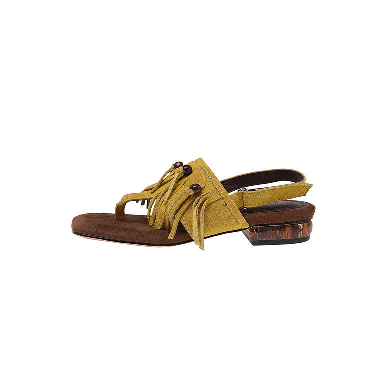 Karin Luna  Tassel Series~Spot Goods  In-stock Clip-toe Square Toe Sandals