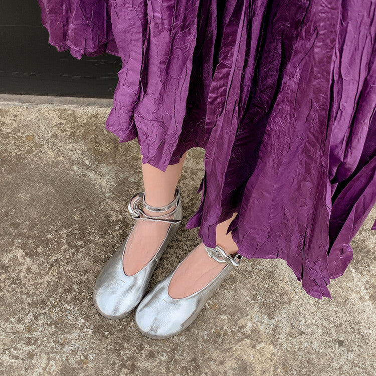 Karin Luna In Stock Large Stock Main Promotion  Two-Way Wear Height-Increasing Retro Gold Buckle Mary Jane Shoes