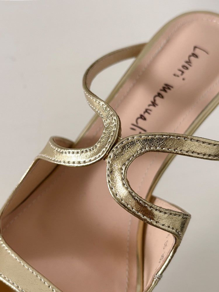 Karin Luna French Retro Square Toe Wrap Strap Open-Toe Slippers