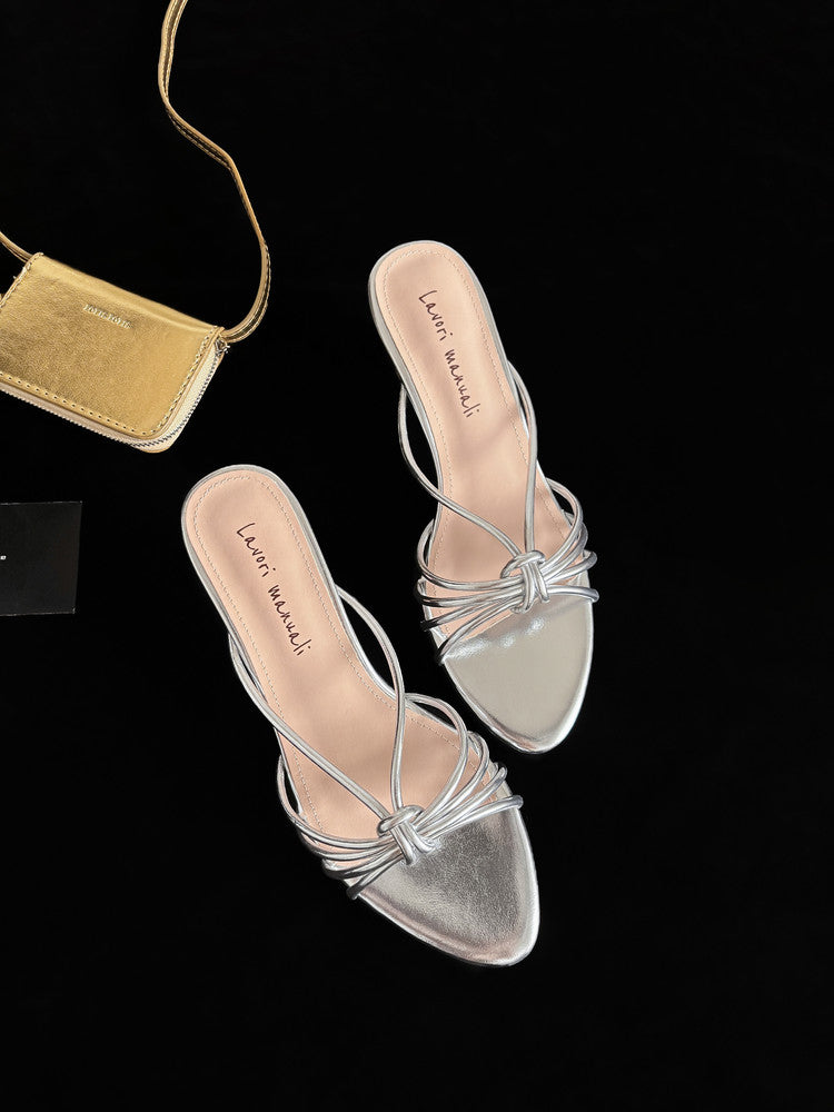 Karin Luna In Stock In Stock  In Stock Round Toe Cross Hollow Round Toe Stiletto Slippers