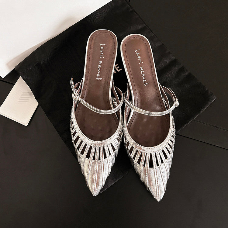 Karin Luna Casual Feel~In stock Pointed Toe Hollow Design Note Pointed Toe Slippers