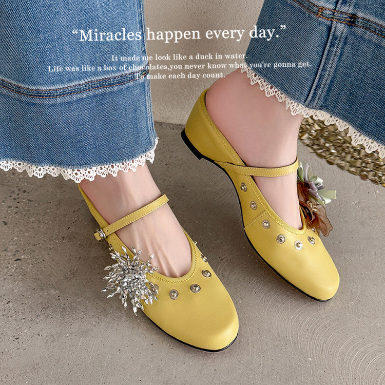 Karin Luna In Stock Spot Goods  Full-grain leather inside and out  Ultra Exquisite Round Toe Hidden Heel Closed-Toe Slippers