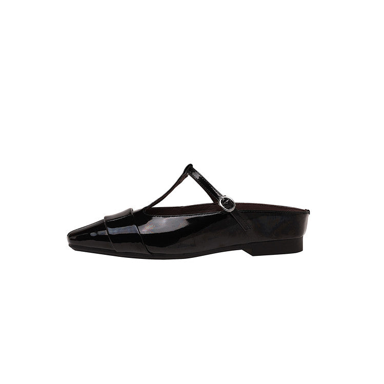 Karin Luna In Stock Spot Goods  t Square-Toed Full Leather Basic Slippers