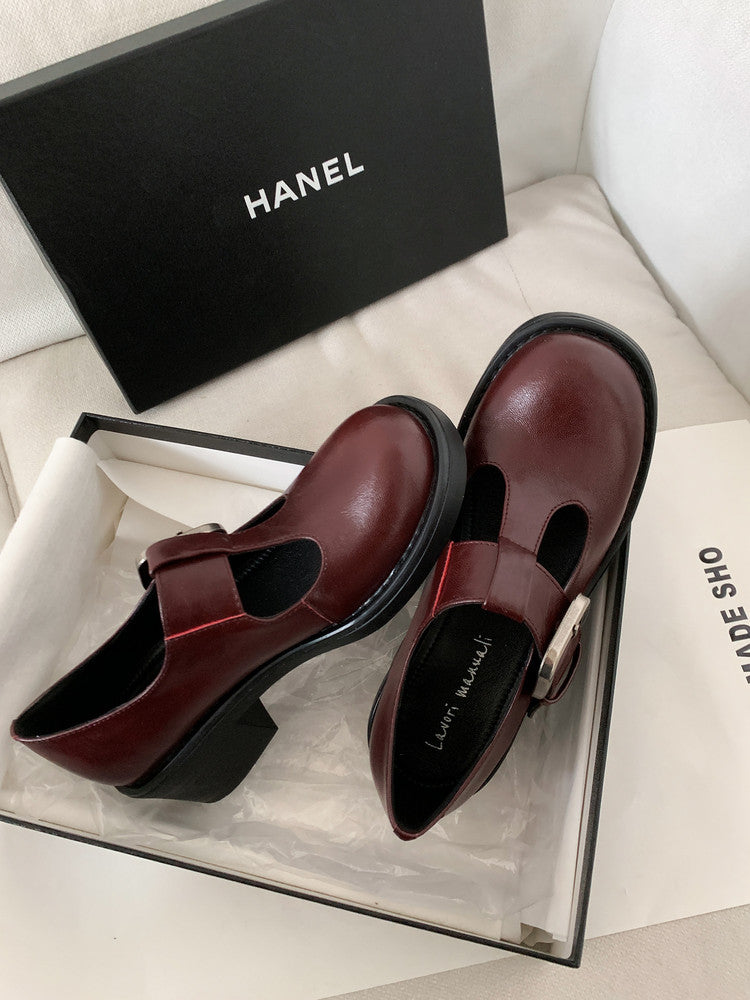 Karin Luna In Stock Spot Goods round Head t Round Toe British Style Single Shoes