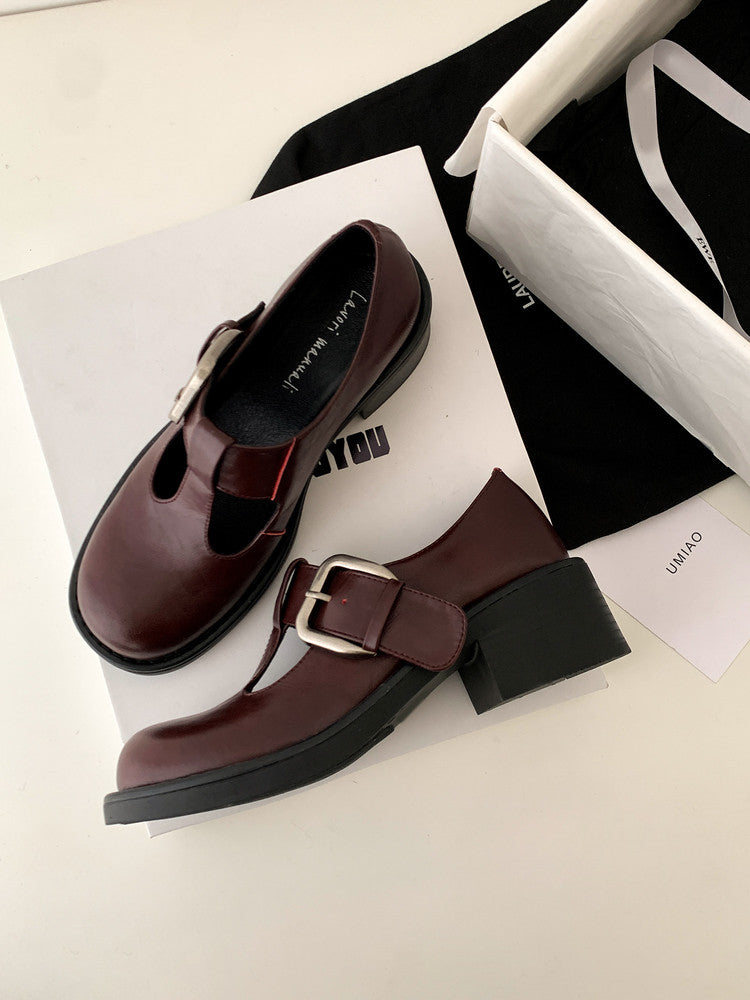 Karin Luna In Stock Spot Goods round Head t Round Toe British Style Single Shoes