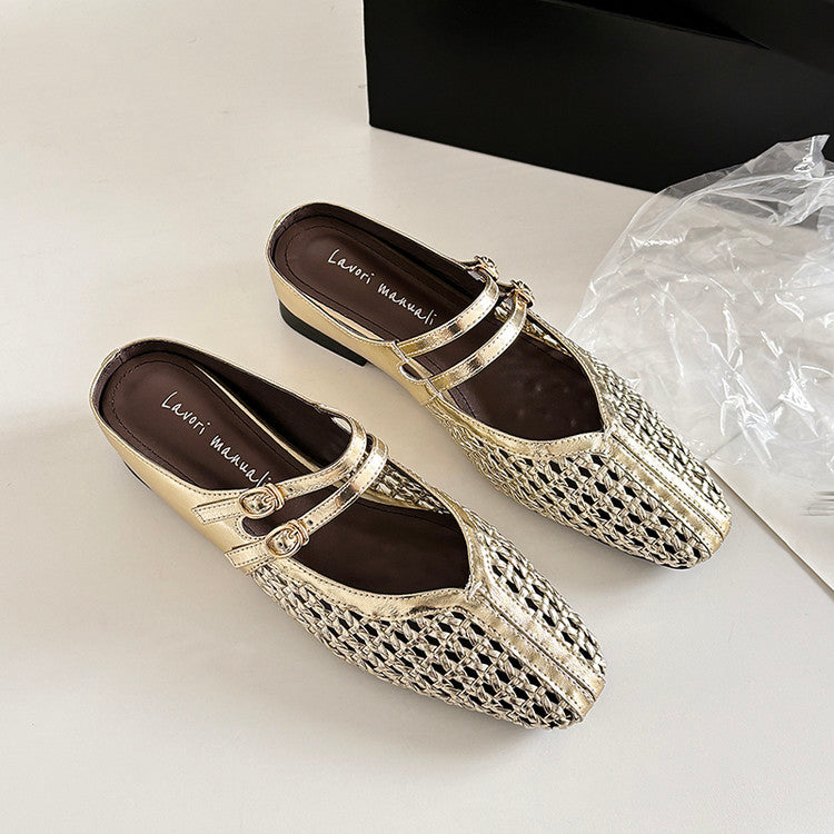 Karin Luna In Stock Spot Goods Hollow Woven One-Strap Closed-Toe Slippers
