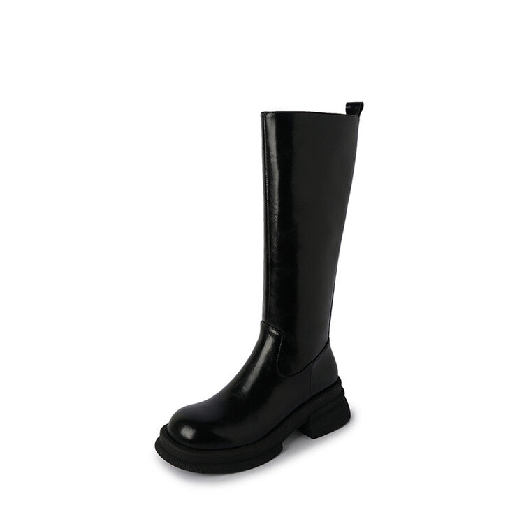 Karin Luna In Stock Spot Goods  Always in stock  Classic Basic Style Round Toe Thick Sole Knight Boots