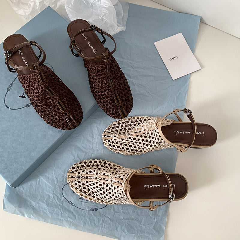 Karin Luna In Stock Spot Goods  Resort Style Series~Casual woven closed-toe flat sandals