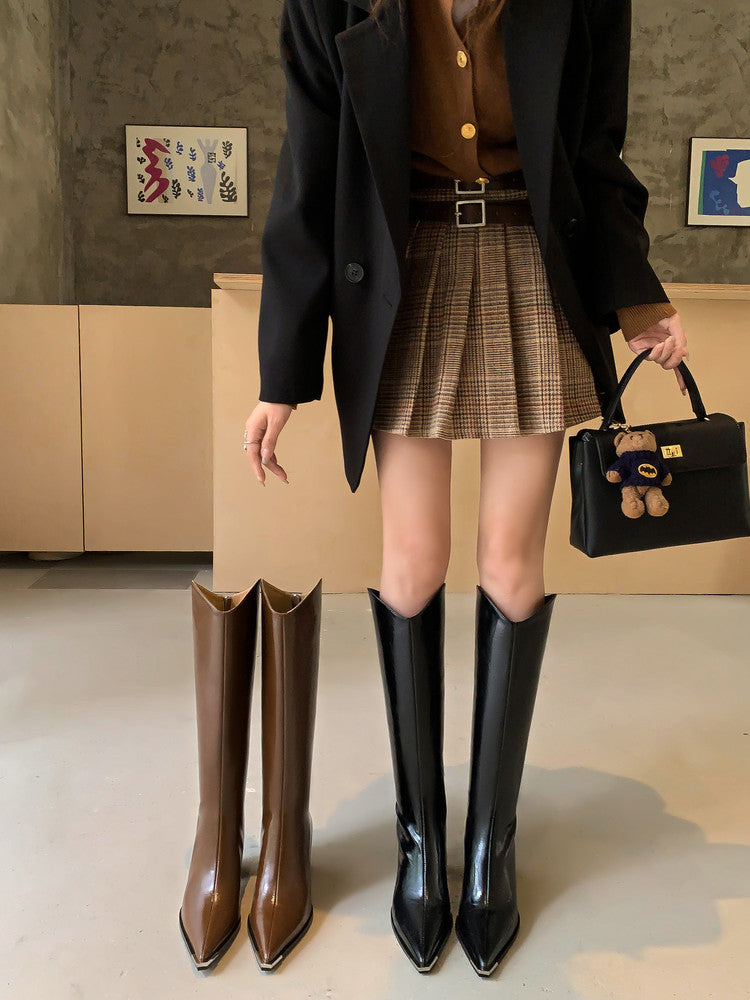 Karin Luna In Stock In-stock Pointed Toe Elegant High Heels v Slimming Effect Long Boots
