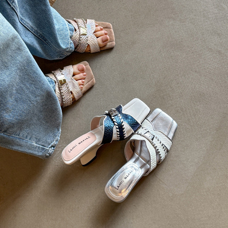 Karin Luna Fish Skin Series~ Hot-selling Square-Toe Slippers with Built-in Traffic