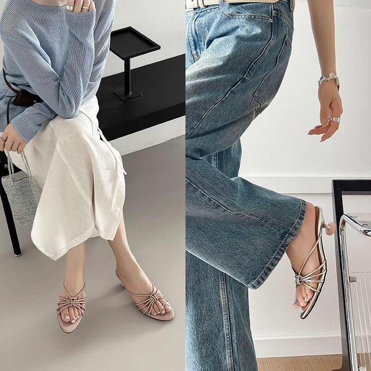 Karin Luna In Stock In Stock  In Stock Round Toe Cross Hollow Round Toe Stiletto Slippers