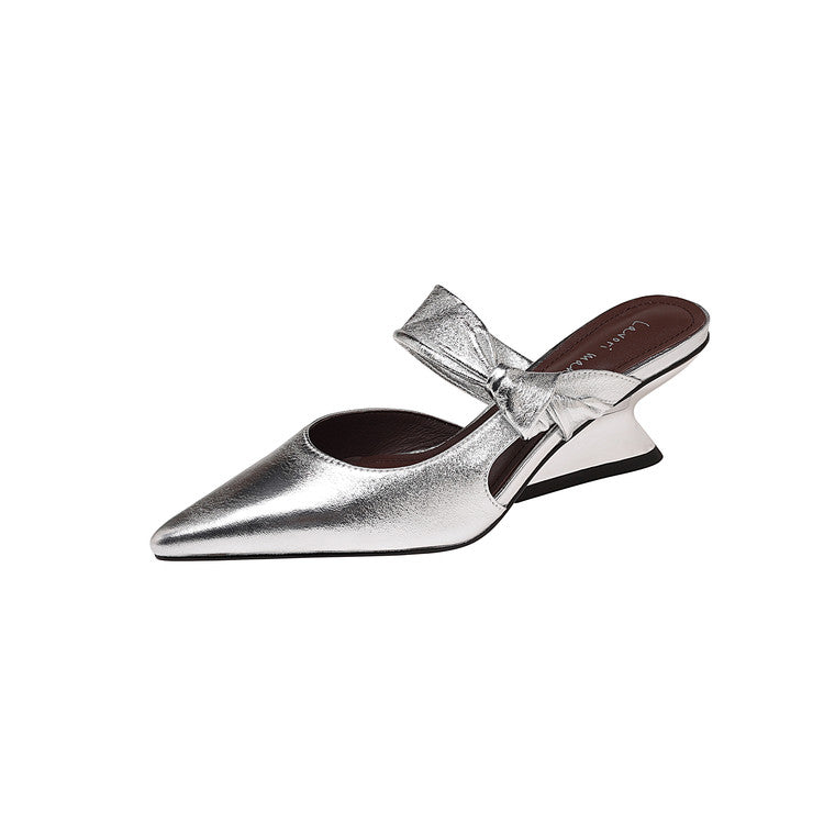 Karin Luna In Stock Spot Goods  Pointed Toe Irregular Heel Elegant Retro Strap Slippers