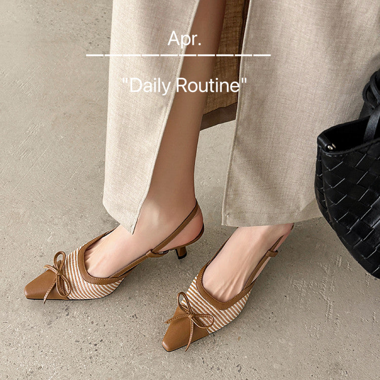 Karin Luna In Stock Spot Goods Braided Style Elegant Thin Heel Pointed Toe Closed-Toe Sandals