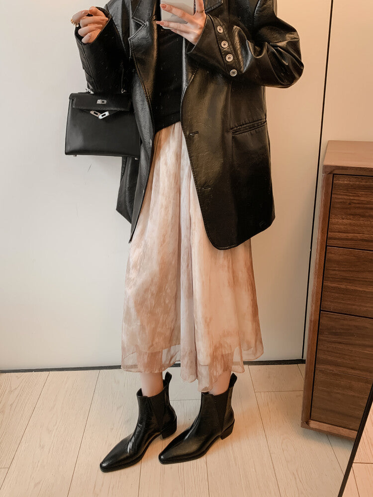 Karin Luna In Stock In stock   Classic first-layer cowhide Chelsea elastic ankle boots