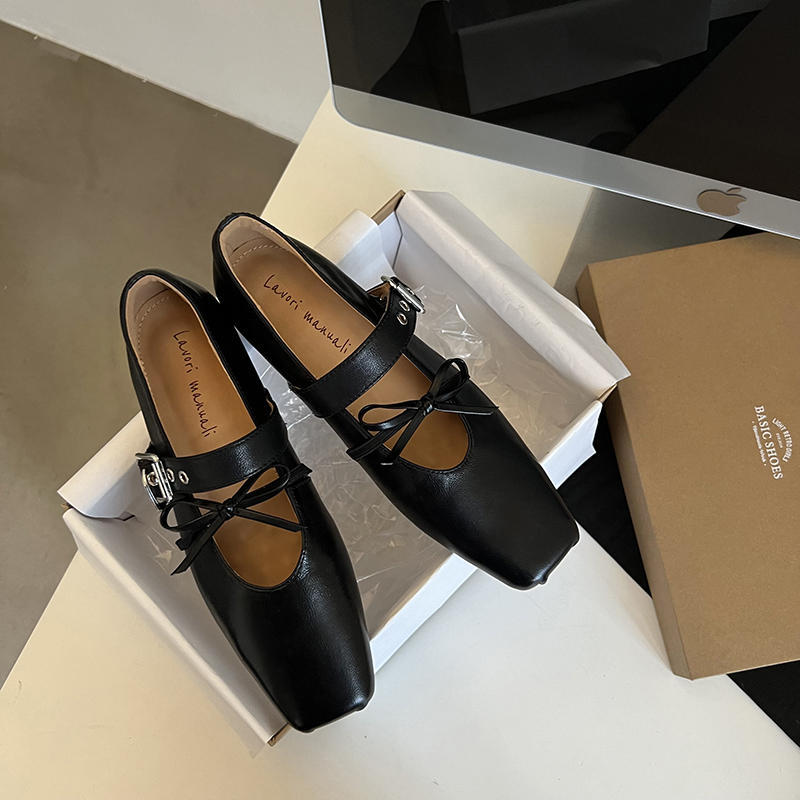 Karin Luna In Stock Spot Goods  Square Toe Internal Height Increase Detachable Bowknot
