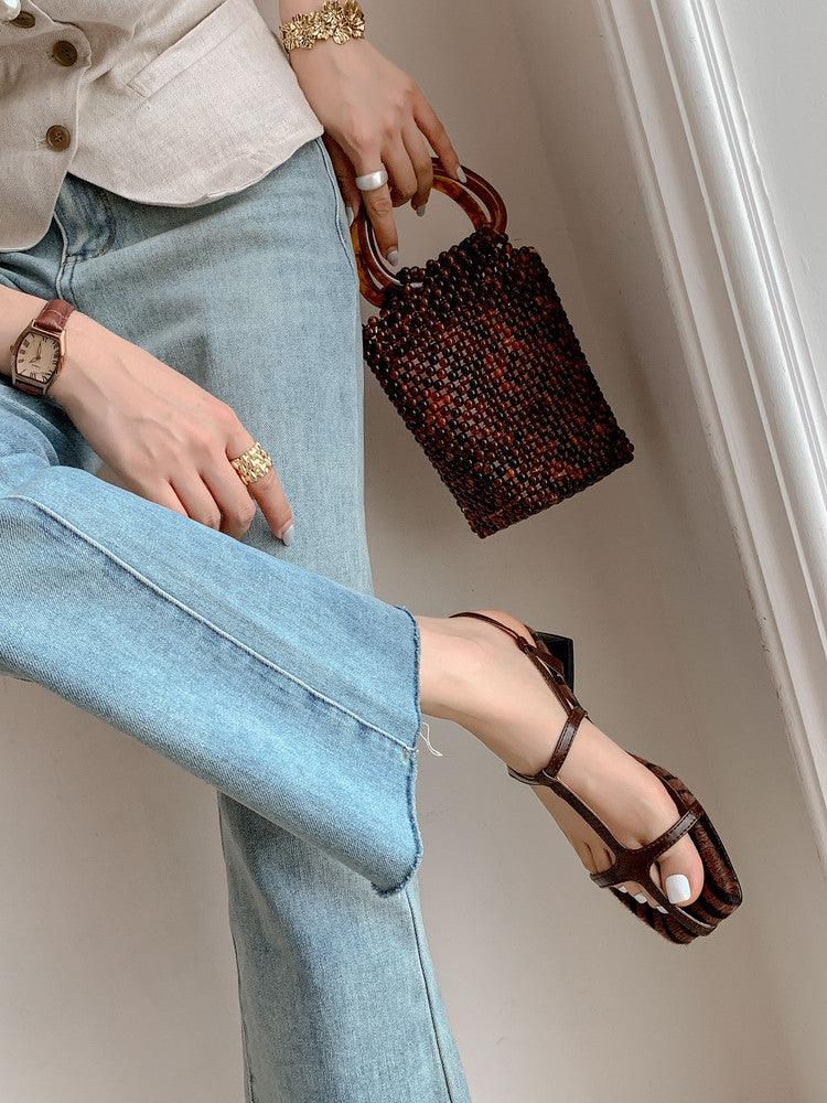 Karin Luna In Stock Spot Goods Vacation style t Strappy Open-Toe Flat Sandals