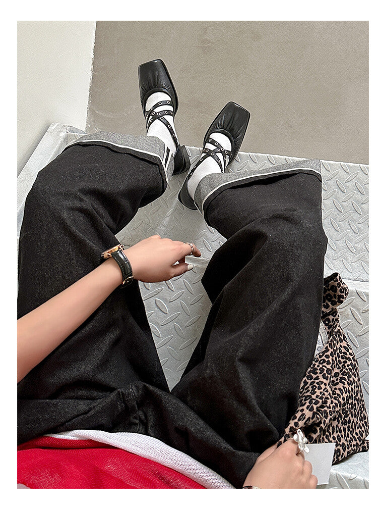Karin Luna In Stock Spot Goods First Layer Sheepskin Cross Strap Rivet Square Toe Mary Jane Sandals