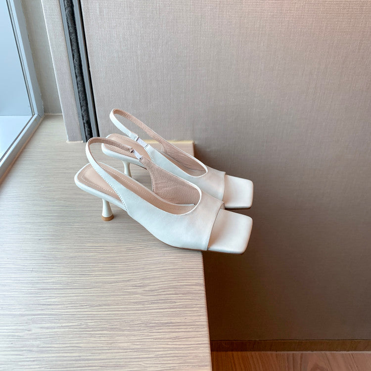 Karin Luna Classic Style Square Toe Open Toe French Retro Sandals
