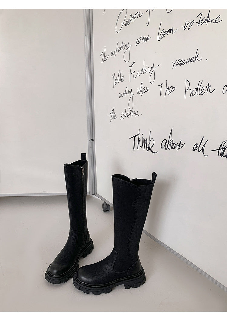Karin Luna In Stock Versatile Irregular Stretch Fabric Long Boots