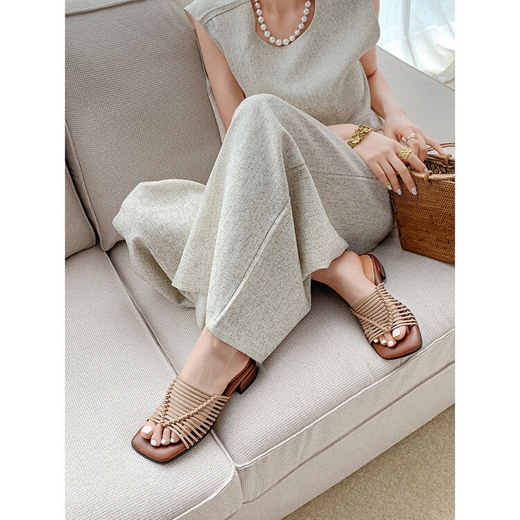 Karin Luna In Stock Spot Goods  Resort Style Handwoven Flat Sole Slippers