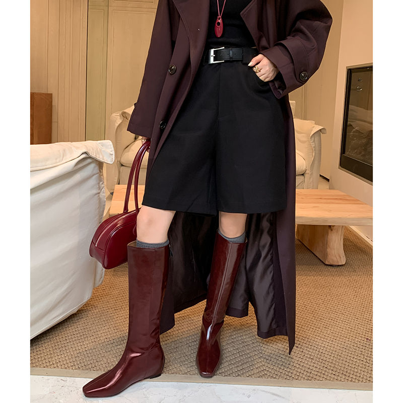 Karin Luna Minimalist Style Square-Toe Hidden Heel Long Boots