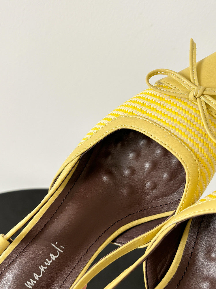 Karin Luna In Stock Spot Goods Braided Style Elegant Thin Heel Pointed Toe Closed-Toe Sandals