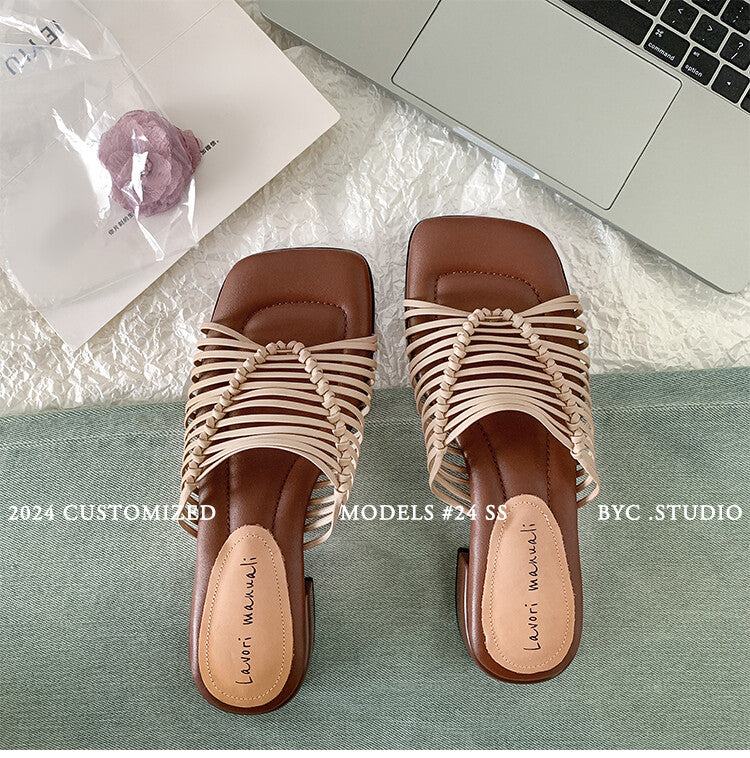 Karin Luna In Stock Spot Goods  Resort Style Handwoven Flat Sole Slippers
