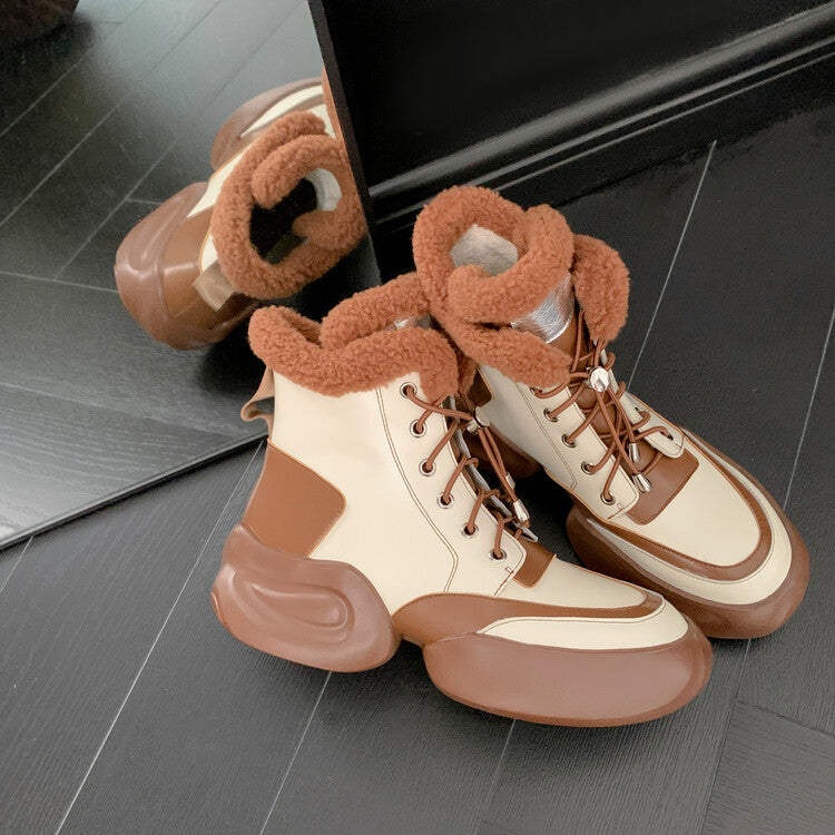 Karin Luna In Stock  Spot Goods  Hot-selling Sports Thick Sole Thickened Fur Snow Boots Full cowhide