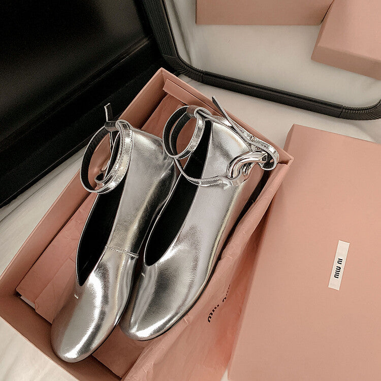 Karin Luna In Stock Large Stock Main Promotion  Two-Way Wear Height-Increasing Retro Gold Buckle Mary Jane Shoes