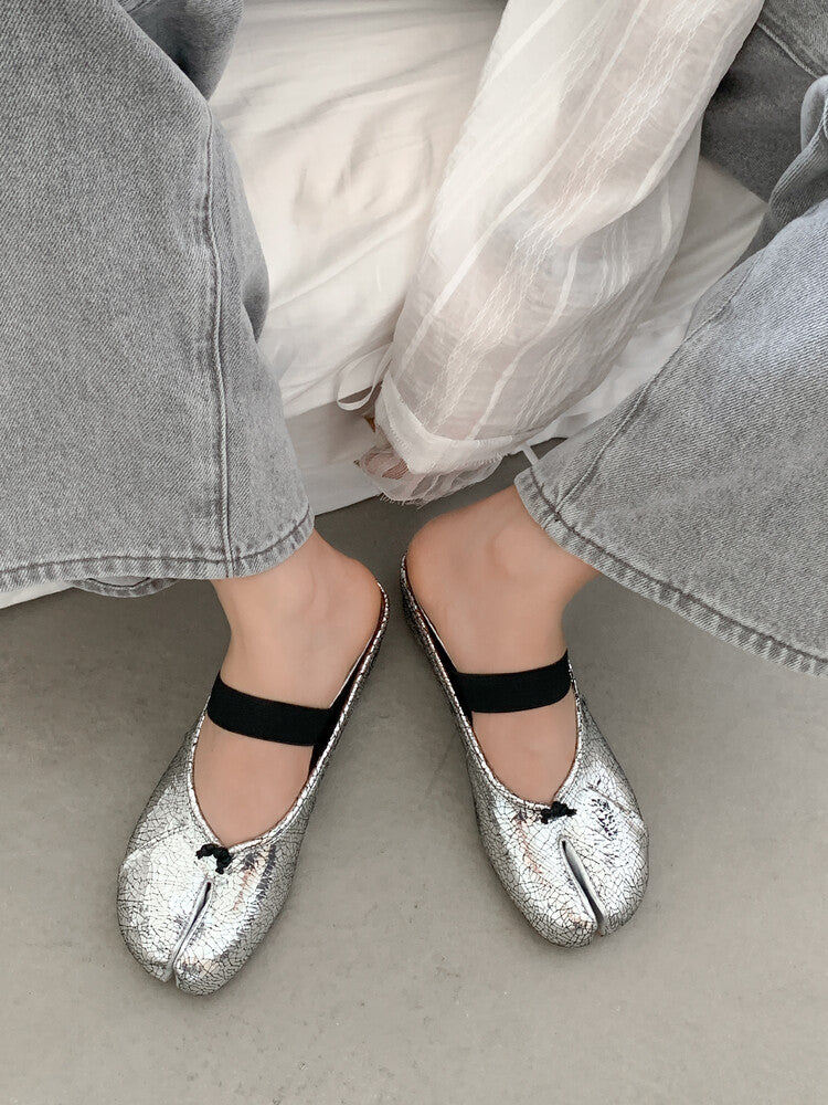 Karin Luna Classic Split-Toe Shoes  Explosive Pattern One-Strap Mary Jane Height-Increasing Full Leather Closed-Toe Slippers