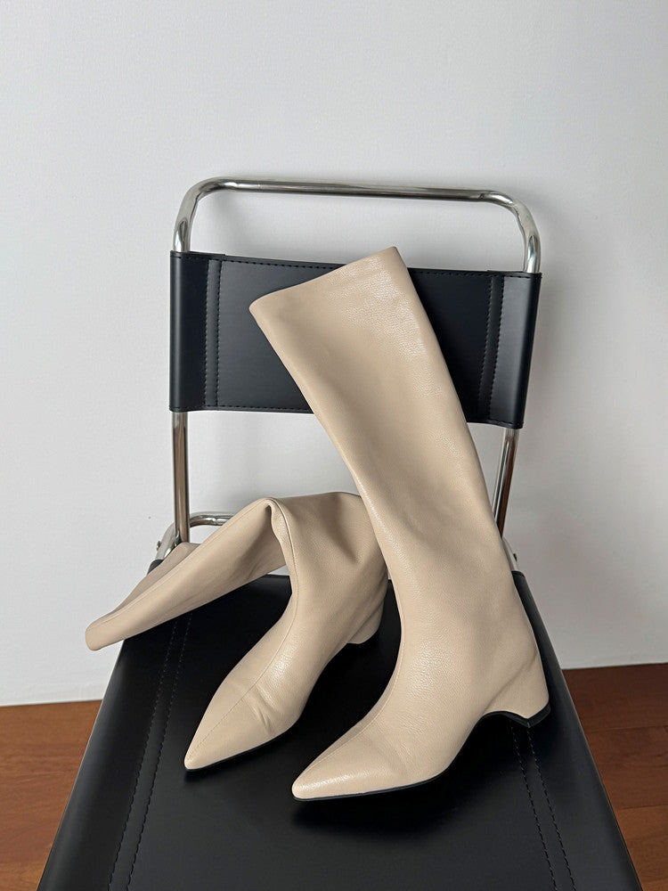 Karin Luna Hot-Selling Internal Height Increase Pointed Toe Straight-Leg Hot-Selling Long Boots