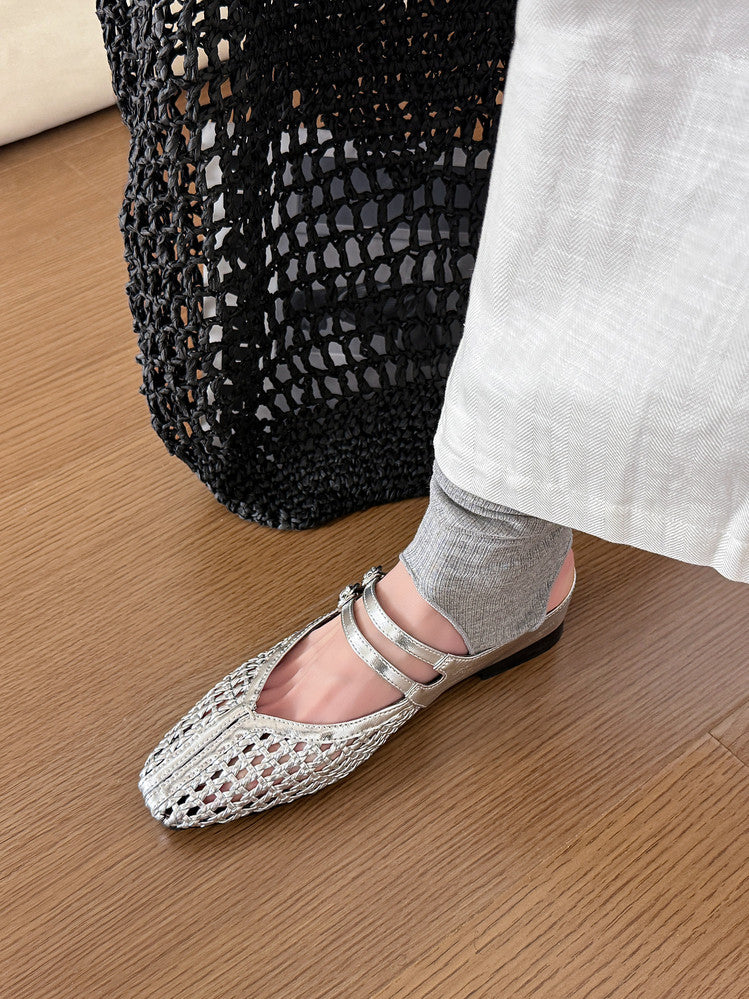 Karin Luna In Stock Spot Goods Hollow Woven One-Strap Closed-Toe Slippers