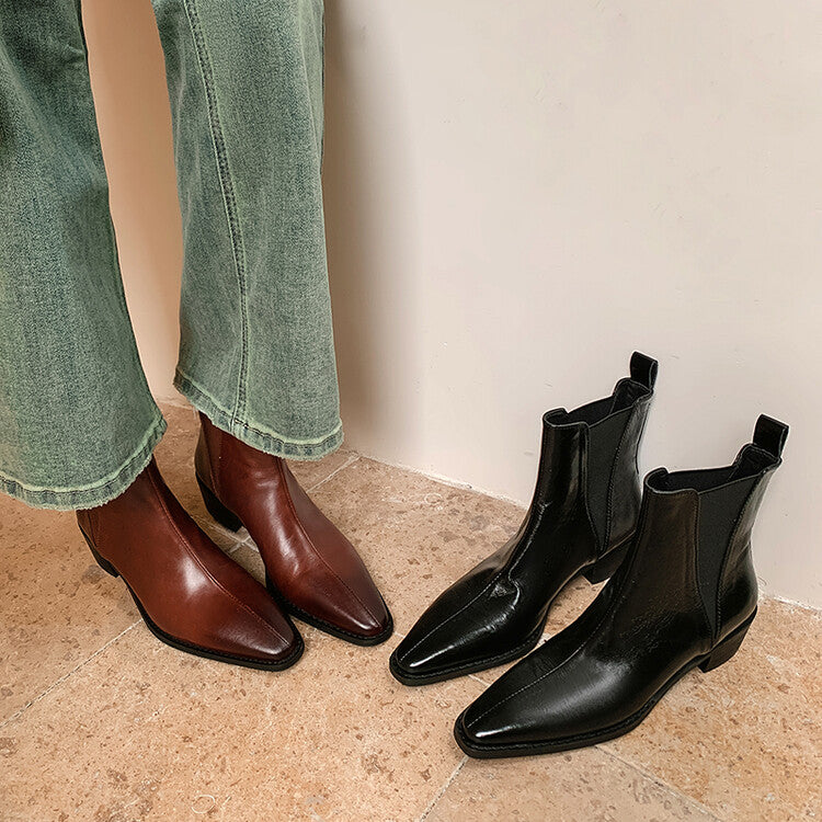 Karin Luna In Stock In stock   Classic first-layer cowhide Chelsea elastic ankle boots