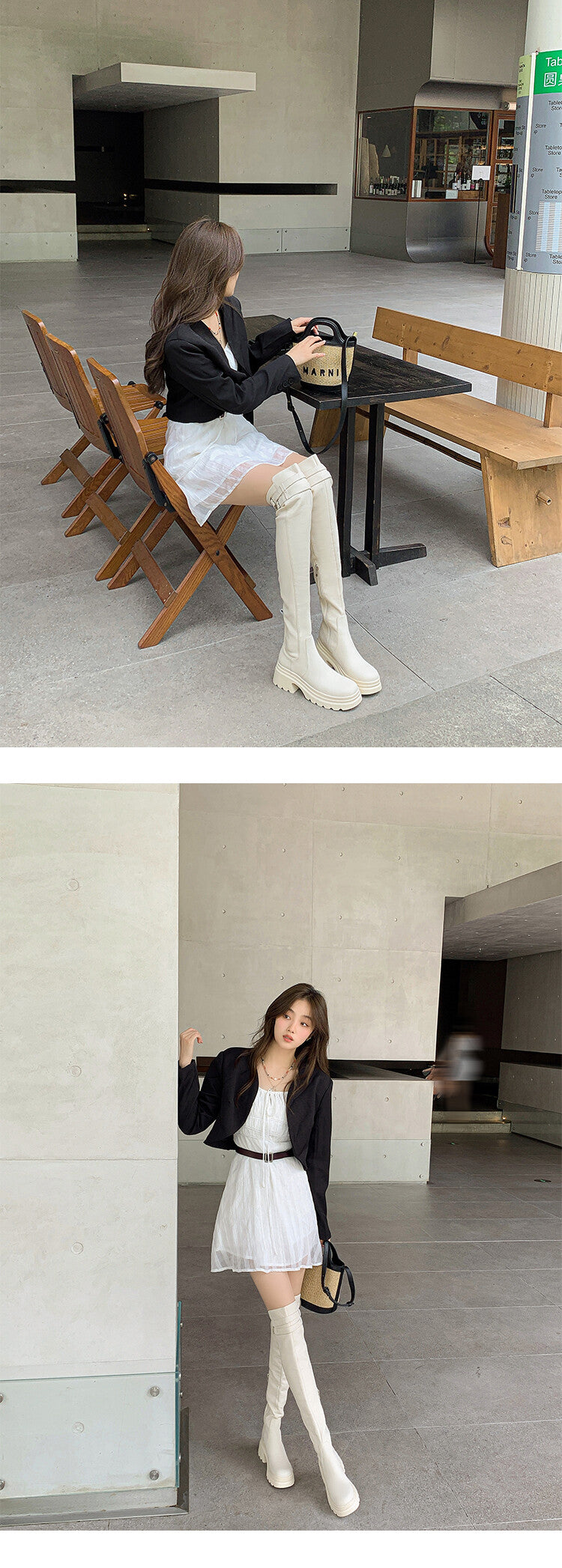 Karin Luna In Stock is the Way to Go！ Basic Thick-Soled Over-the-Knee Boots Super Soft Sheepskin Classic