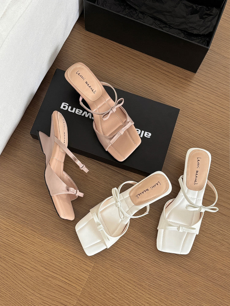 Karin Luna Hot Item Hot Item Self-Flow Square-Toe Irregular Heel Slippers