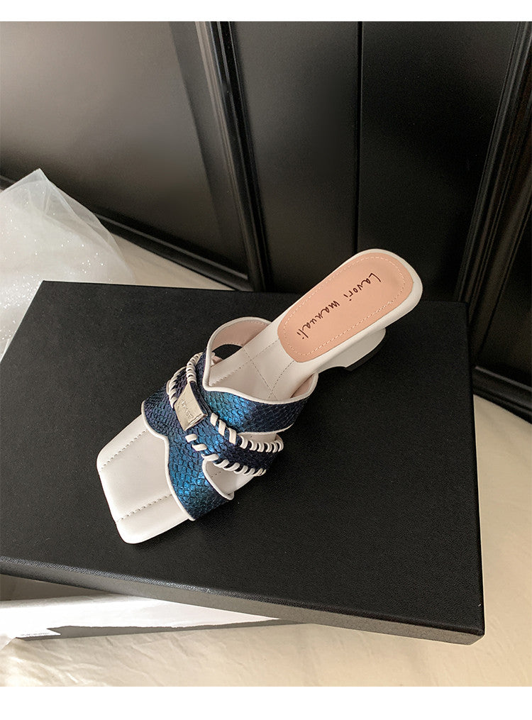 Karin Luna Fish Skin Series~ Hot-selling Square-Toe Slippers with Built-in Traffic