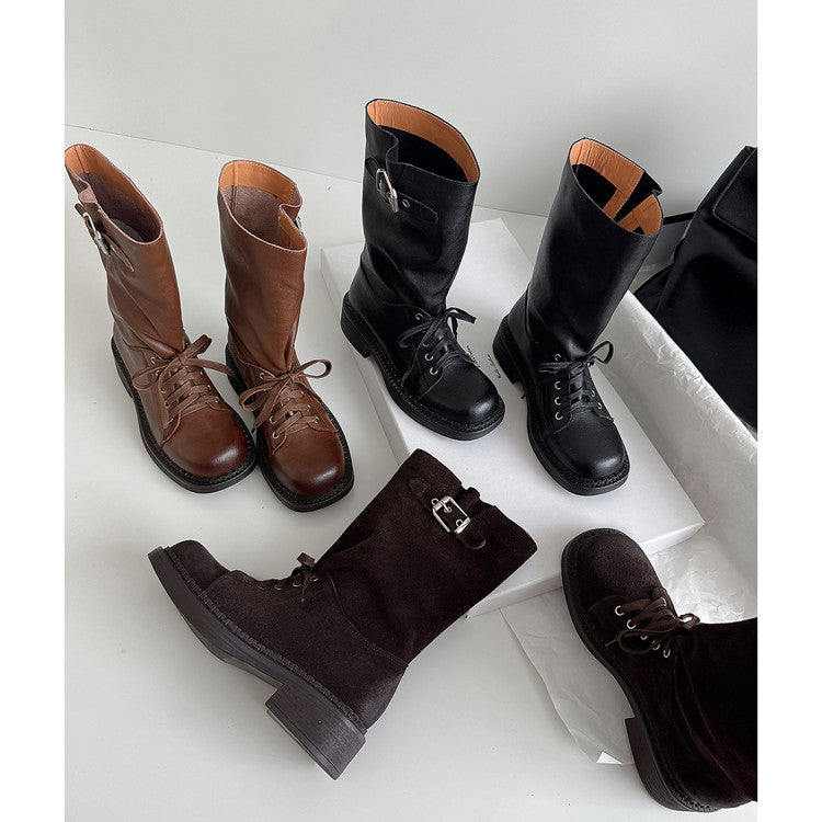 Karin Luna Bestseller Large Tube Thick Sole Martin Boots with Belt Buckle