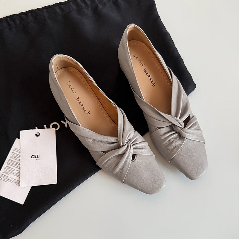 Karin Luna Cross Design Square Toe Hidden Wedge Shoes