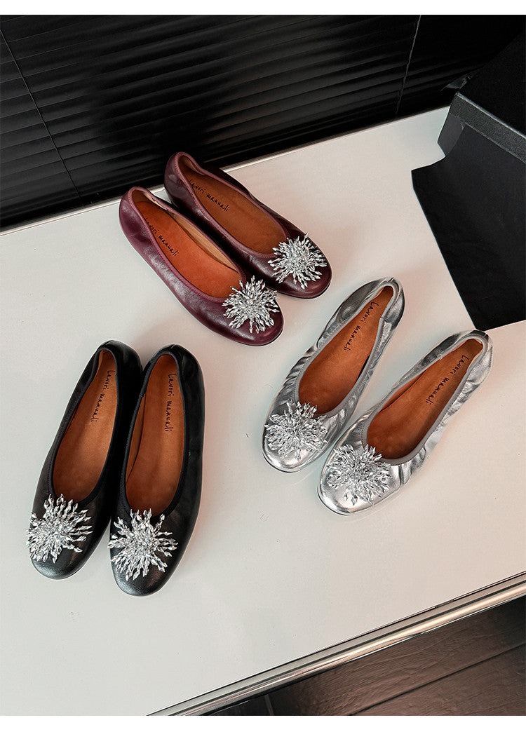 Karin Luna Full Leather Inside and Out~Gorgeous Fireworks Flat Granny Shoes