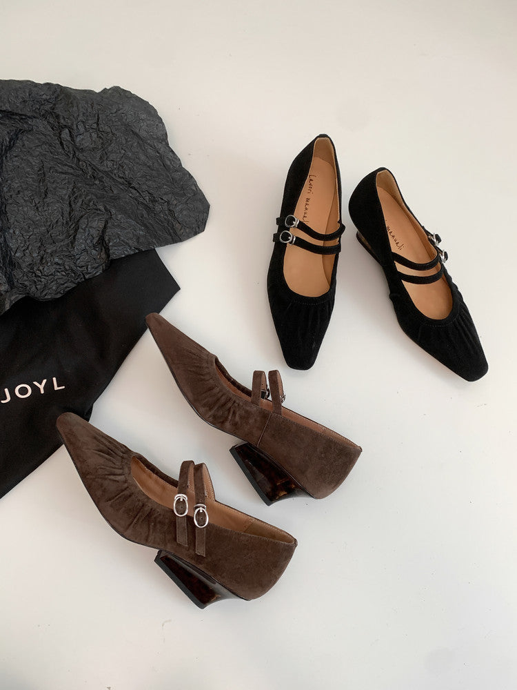 Karin Luna Full Leather Inside and Out Popular Element Amber Heel Elegant French Style Single Shoes